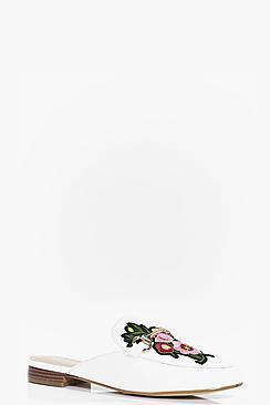 Boohoo Melissa Floral Embroidered Mule Loafer