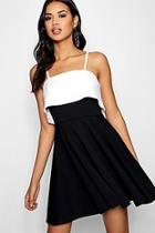 Boohoo Honor Strappy Layered Top Skater Dress