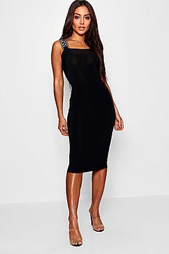 Boohoo Daphne Woman Slinky Midi Dress
