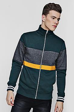 Boohoo Colour Block Zip Through Track Top
