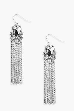 Boohoo Imogen Boutique Diamante Detail Tassel Earrings