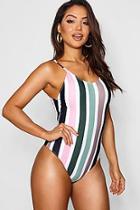 Boohoo Striped Swimsuit