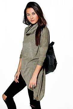 Boohoo Lorraine Cowl Neck Asymmetric Jumper