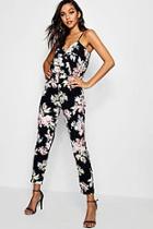 Boohoo Shayla Floral Print Cami Wrap Jumpsuit