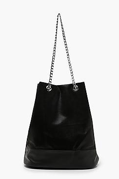 Boohoo Metallic Chain Handle Shopper