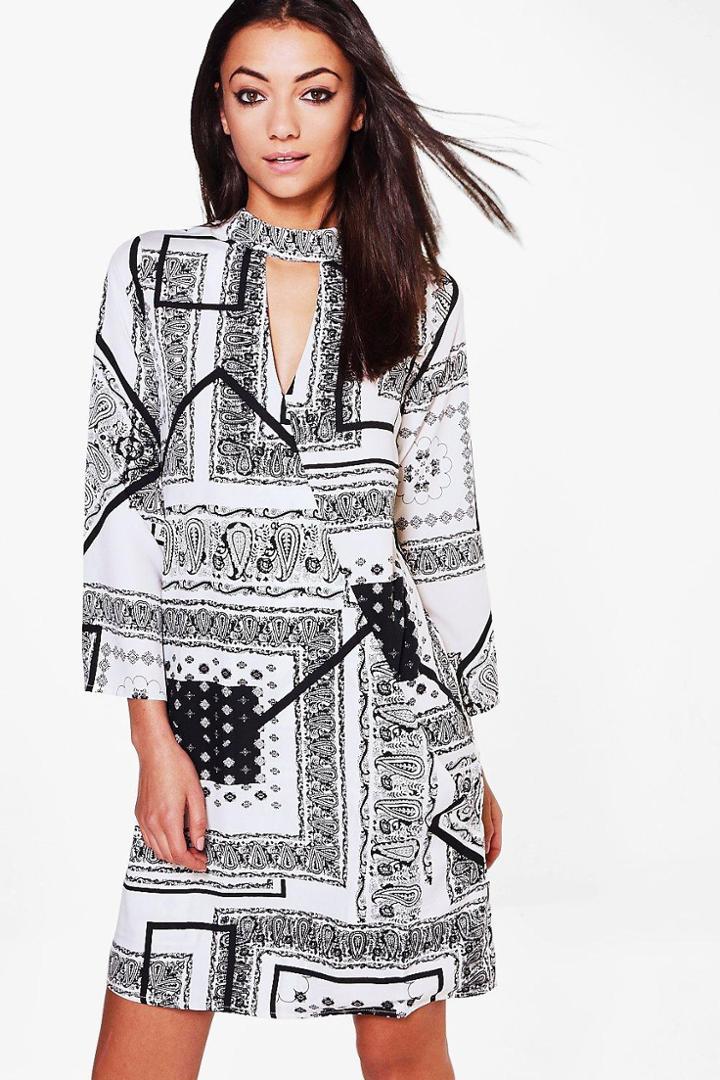 Boohoo Tall Aerin Mixed Print Woven Wrap Dress Multi