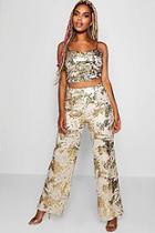 Boohoo Nina Palm All Over Sequin Wide Leg Trouser