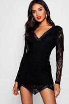Boohoo Mandy Lace Asymmetric Hem Bodycon Dress