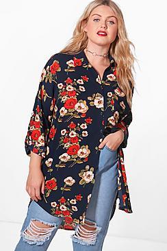 Boohoo Plus Emily Floral Oversize Shirt
