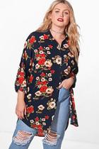 Boohoo Plus Emily Floral Oversize Shirt