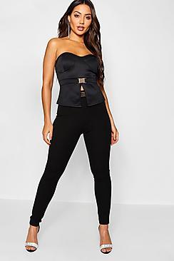 Boohoo Belted High Waist Slim Trouser