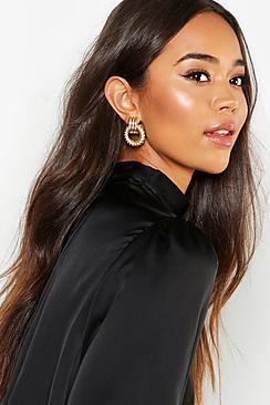 Boohoo Chunky Circle Twist Knocker Earrings