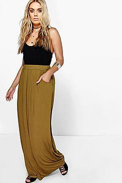 Boohoo Plus  Pocket Front Jersey Maxi Skirt