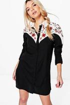 Boohoo Boutique Iva Embroidered Western Shirt Dress