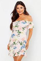 Boohoo Off The Shoulder Tie Back Bodycon Dress