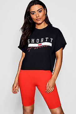 Boohoo Shorty Slogan Cropped T-shirt