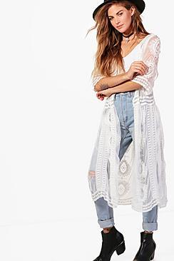 Boohoo Emily Crochet Lace Kimono