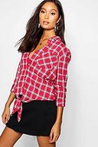 Boohoo Tie Front Check Shirt