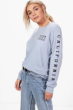 Boohoo Lizzie Slogan Sleeve Oversized T-shirt