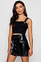 Boohoo Square Neck Button Front Knit Top