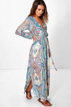 Boohoo Petite Polly Paisley Cage Back Maxi Dress Multi