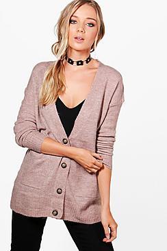 Boohoo Faye Loose Fit Button Through Cardigan