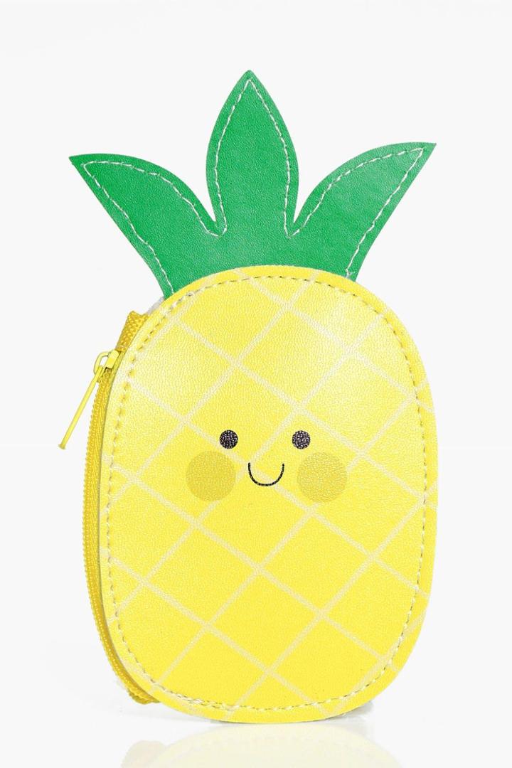 Boohoo Julie Pineapple Vinyl Purse Yellow