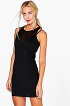 Boohoo Claira Mesh Top Detail Bodycon Dress