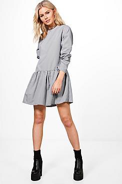 Boohoo Hebe Gingham Drop Hem Smock Dress