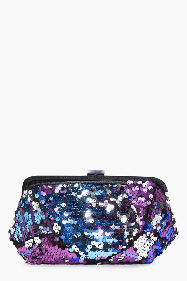 Boohoo Maya Rainbow Two Way Sequin Box Clutch Bag Multi