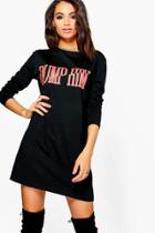 Boohoo Jamie Slashed Dump Him T-shirt Dress Black