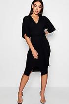 Boohoo Esme Kimono Sleeve Split Front Midi Dress