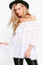 Boohoo Niamh Smock Style Blouse Ecru