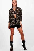 Boohoo Mia Oversize Camo Denim Shirt