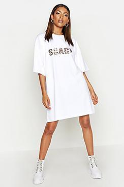 Boohoo Scary Slogan Oversized T-shirt Dress