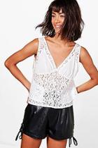 Boohoo Hollie Lace Panel Woven Swing Cami
