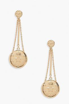 Boohoo Star Coin Drop Earrings