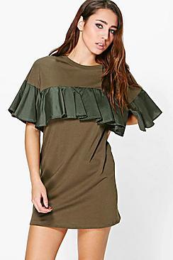 Boohoo Guinivere Frill Sleeved Shift Dress