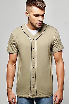 Boohoo Jersey Baseball T-shirt With Piping