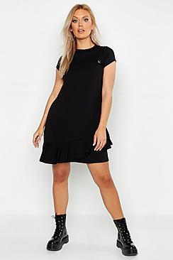 Boohoo Plus Ruffle Hem Pinafore Dress