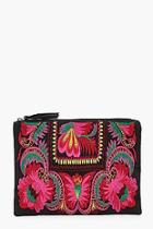 Boohoo Kate Floral Embroidery Clutch