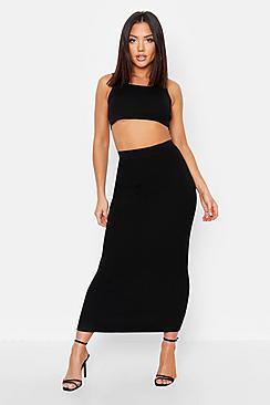 Boohoo Ribbed Knit Skirt Co-ord