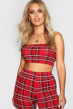 Boohoo Plus Tartan Bandeau Top