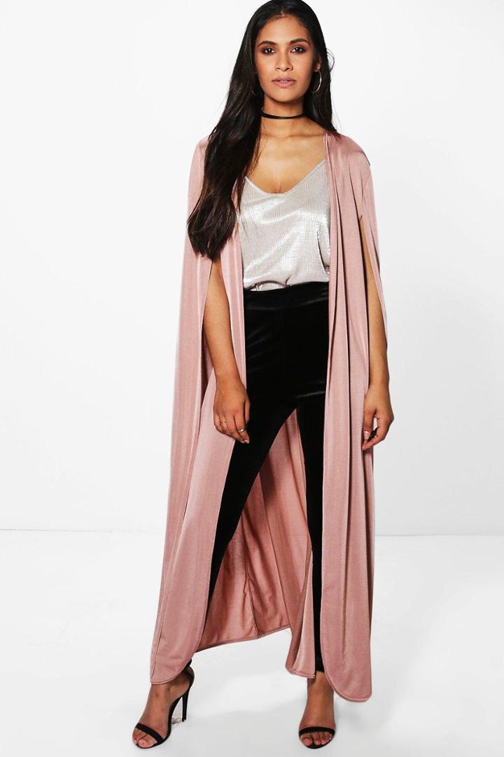 Boohoo Maisie Maxi Slinky Cape Mauve