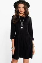 Boohoo Tall Ria Long Sleeve Drop Hem Woven Dress