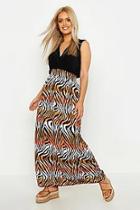 Boohoo Plus Tiger Plunge Slinky Maxi Dress