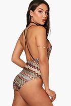 Boohoo Newport Jacquard Cross Back Swimsuit