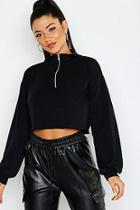 Boohoo Zip Detail High Neck Sweat Top