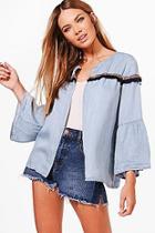 Boohoo Tina Tassel Trim Denim Jacket
