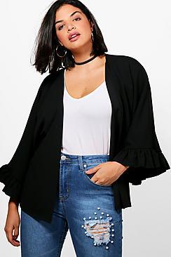 Boohoo Plus Katy Ruffle Detail Blazer